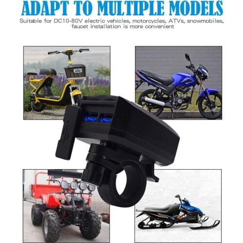 10V-80V Motorcycle 2.4A Dual USB Waterproof Power Charger Scooter Handlebar Cigarette Lighter Adapter Moto Accessories dfdf
