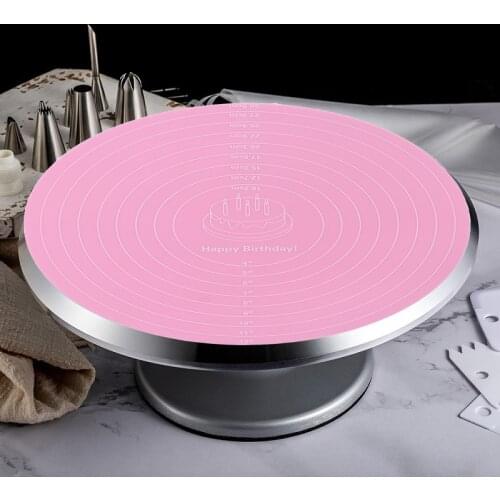 12 Inches Confectionery and Pastry Accessories Multi-function Cooking Pad Round Silicone Size Mark Placemat Cake Mat Baking Tool
