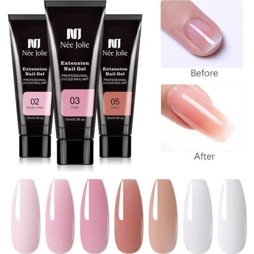 15ml 7 Colors Painless Nail Extension Gel Nail Art UV Gel Transparent Solid Paperless Extension Gel TSLM2