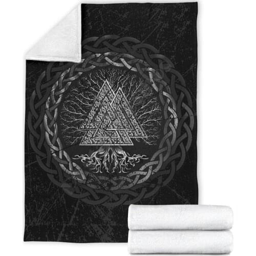 Viking Tattoo Valknut Mjolnir 3D printed Sherpa Blanket on Bed Home Textiles Dreamlike HOME ACCESSORIES Drop shipping 05