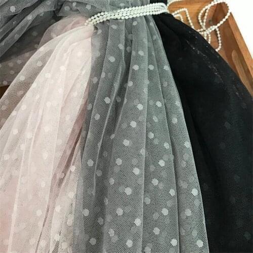 5 yards Pink Black/ White Tulle Mesh Lace Fabric Polka Dot Print DIY Handmade Bridal for Wedding Fabric