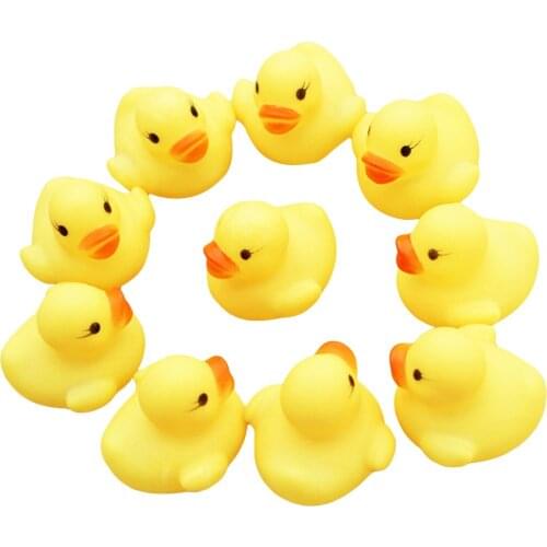 50pcs Cute Mini Yellow Rubber Ducks Bathing Floating Ducky Baby Shower Toys Squeeze Sound Squeaky Bathing Toy For Baby Bath Toys