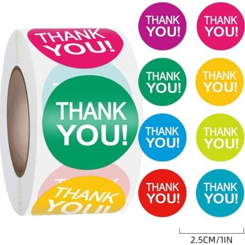 500labels Colorful Thank You Stickers Round Cute Sealing Stickers For Christmas Envelope Card Gift Package Stationery Sticker