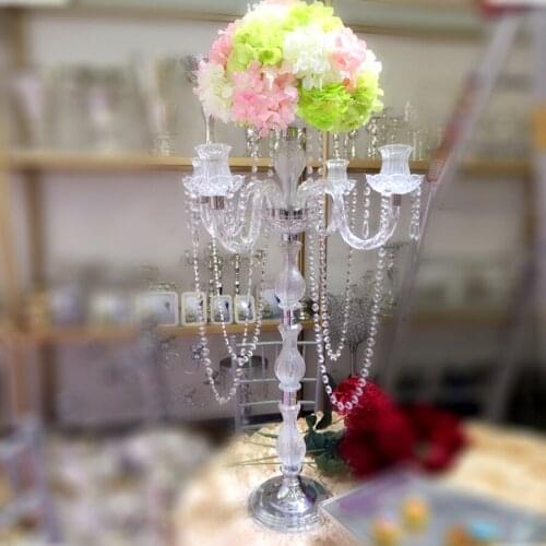 90cm Tall Crystal Flower Stand Wedding Candelabras acrylic candle holder Table Centerpieces 10 pcs/lot