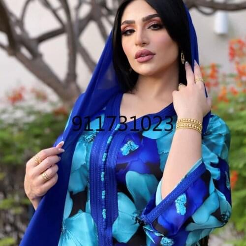 Abaya Dubai Turkey Kaftan Hijab Muslim Dress Islam Clothing Print Maxi Abayas for Women Robe Musulman De Mode Djellaba Femme