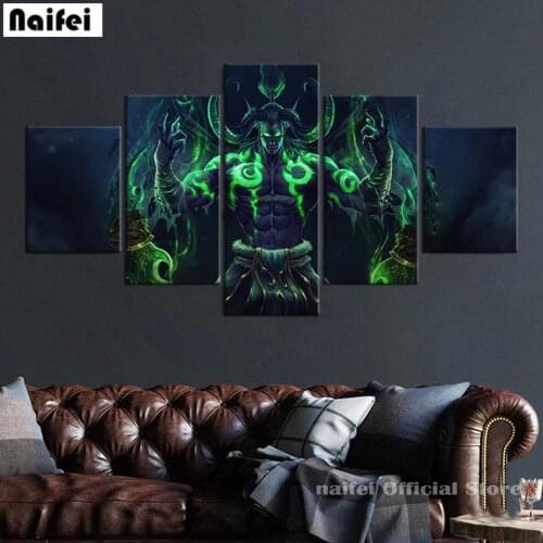 5d Diy Diamond Painting 5Pcs Anime Game Characters Full Sqaure Round Drill Cross Stitch Embroidery Rhinestone Mosaic Home Decor