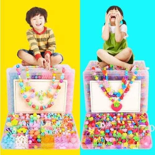 DIY Handmade Beaded 24 Grid Toy Handmade Toddlers Beads for Girl Jewelry Making Bracelets Girls Toys Creative DIY Bracelet Toys