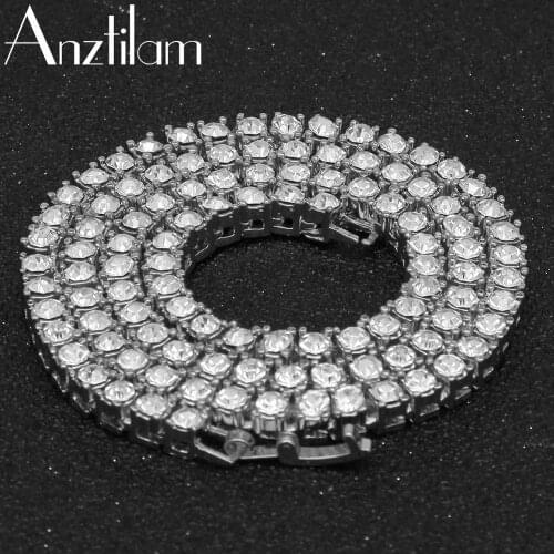 Hip Hop High-Quality Gold Silver Color Bling Iced Out Tennis Chain Necklace for Women Men Rapper’s Jewelry Free Shipping