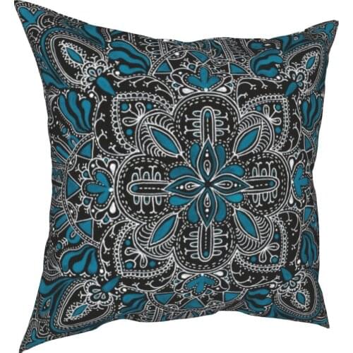 Moroccan Turquoise Mandala Pattern Pillowcase Soft Fabric Cushion Cover Decorative Pillow Case Cover Home Wholesale 18"