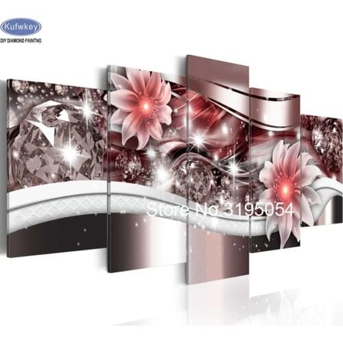 Flower,DIY Diamond Embroidery,5D Diamond painting 5pcs,Exquisite diamond mosaic,cross stitch kit,pattern,needlework,Crafts,decor