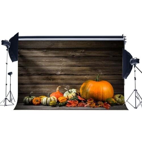 Photography Backdrop Halloween Pumpkin Vintage Wood Floor Thanksgiving Day Nature Autumn Harvest Background