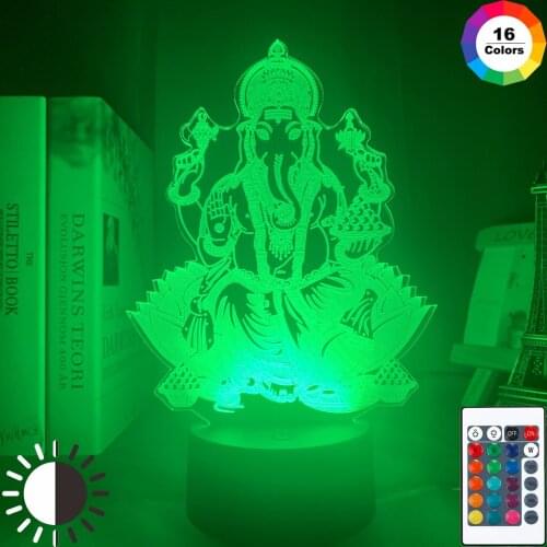 Hinduism Acrylic Led Night Light Lamp for Home Decoration Led Touch Sensor 7 Colors Changing Nightlight Religious Table Lamp