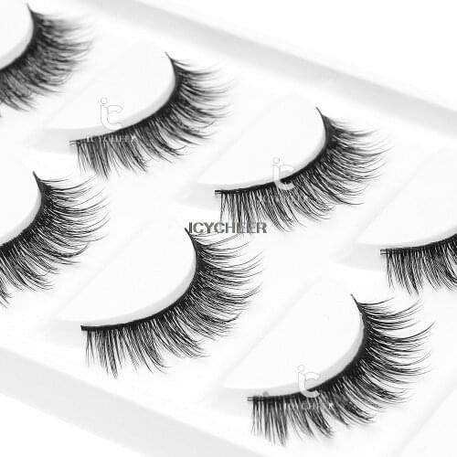 ICYCHEER 0.07 Thick Hair 5 Pairs Makeup 3D Acrylic False Eyelashes Handmade Eye Lashes Soft Long Cosmetic