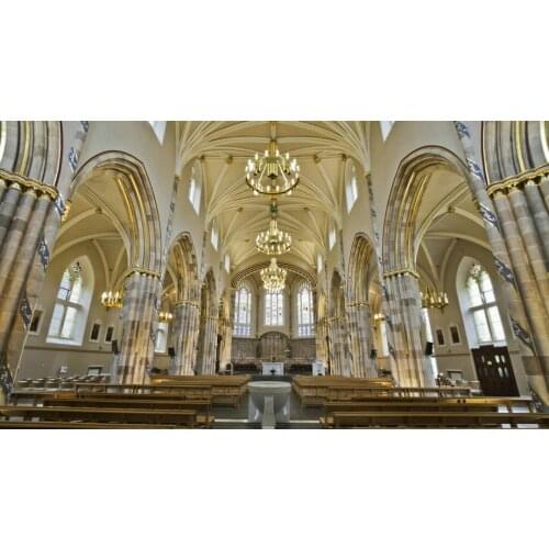 Catholic Church column chandelier arch backdrop High quality Computer print wedding background