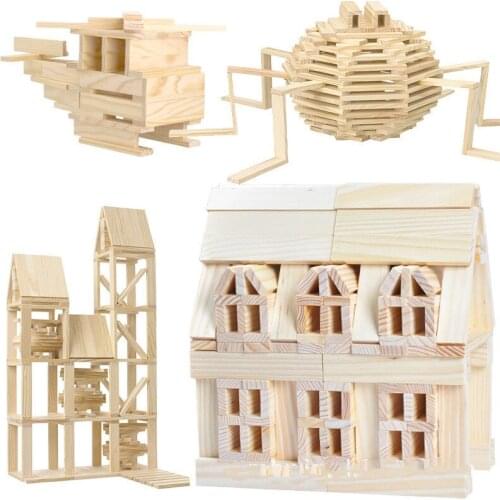 102/150pcs Logs Wood Toy Building Blocks Set Educational Wooden Building Geometric Shapes Educational Cognitive Assembling Toy
