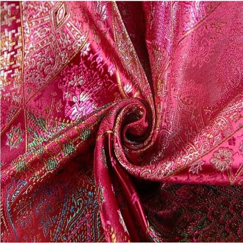 Red tower style Metallic Jacquard Brocade Fabric, 3D jacquard yarn dyed fabric for dress,,bedding,bag,curtain DIY 115cm width