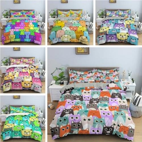 Colorful Cute Cartoon Bedding Set Duvet Cover Pillowcase Single Queen King Comforter Cover for Kid Home