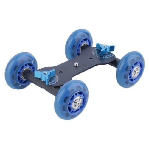Mobile Rolling Dolly Car Skater for Speedlite Camera Rig Blue Wheels