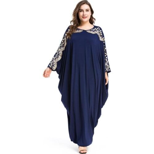 Donsignet Muslim Dress Women Bat Sleeve Gown Large Size Women Dress Abaya Fashion Muslim Abaya Dubai Abaya Turkey Long Dresses
