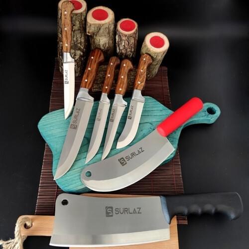 SürLaz Knife Set 7 Pcs Meat Knife Butcher Knife Line Armor Handmade Kitchen Knife
