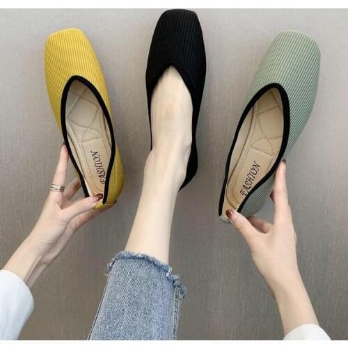 2021 New Cotton Flat Shoes Womens Ballet Socks Comfortable Womens Casual Shoes Flat Heels Slippers Extra Large 35-43