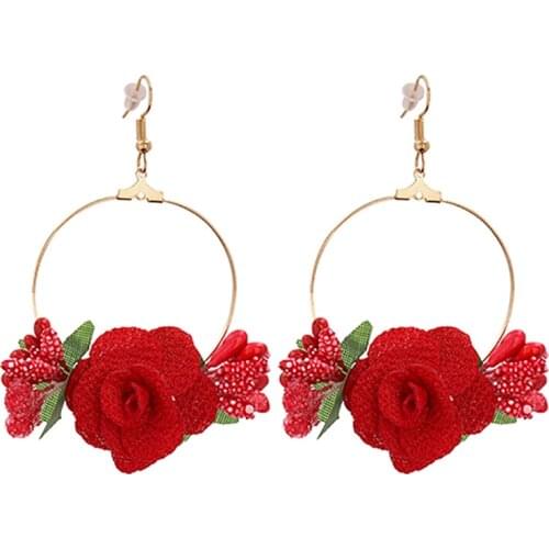 ZHINI 2021 New Korean Exaggerate Big Flower Dangle Drop Earrings for Women Boho Vintage Gold Color Statement Earring Jewelry