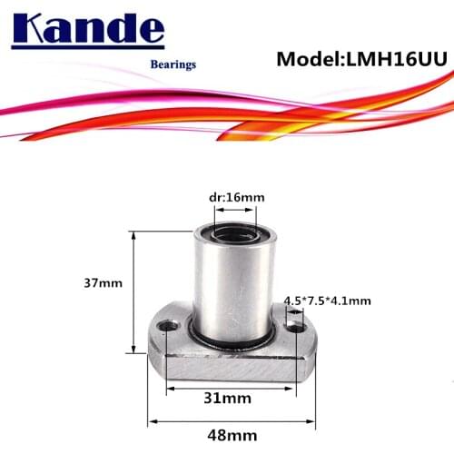 Kande Bearings LMH16 UU Oval Flange Linear Ball Bearing 16mm linear bearing LMH LMH16UU LMH16 2pcs/lot