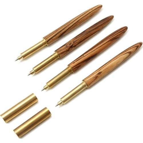 1pc Retro Wood Metal Liquid-Ink Gel Pen Luxury 0.5mm Black Ink High-end Business Office Writing Pens Gift Stationery