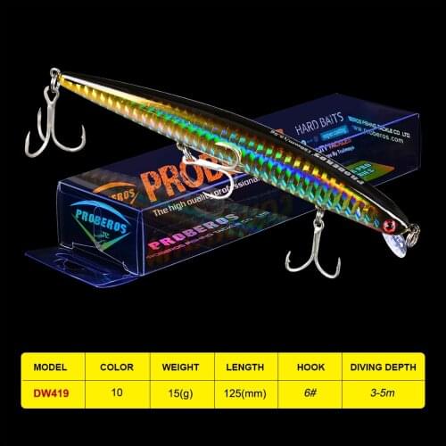 1PC Fishing Bait 10 Colors Fishing Lure 15.5g-0.54oz/12.5cm-4.92" Fishing Tackle with 6# Hook Minnow Bait Lure