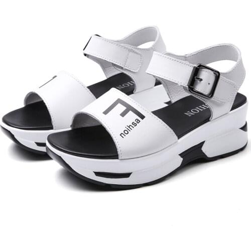 Women Luxury Buckle Woman Shoes gladiator sandals women Summer Leather Women Sandals Platform Shoes heels high 5.5CM Sandals