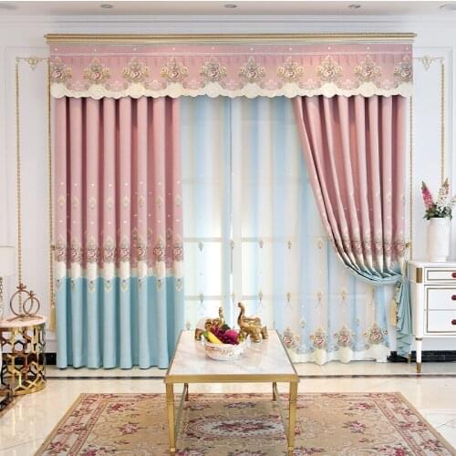 Modern luxury rose stitching embroidered blackout curtains for high quality and elegant curtains for living room bedroom windows