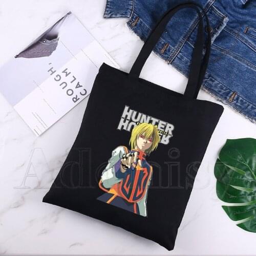 Kurapika Anime Manga Kurapika HxH Devil Eye Print Shopping Bags Girls Fashion Casual Pacakge Hand Bag Black