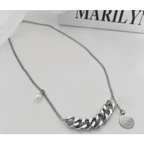 U-Magical Temperament Chunky Chain Metal Asymmetry Circle Coin Medallion Pendant Necklace for Women Waterdrop Necklace Jewelry
