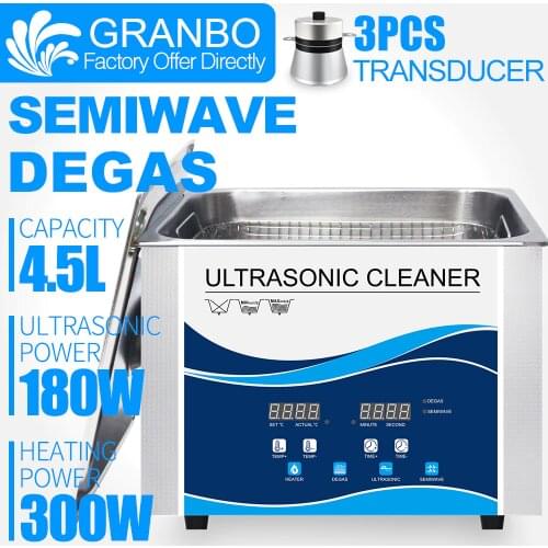 Granbo 4L 4.5L 180W Digital Ultrasonic Cleaner With DEGAS SEMIWAVE Heating Cleaning Medical and Dental Clinic Hardware