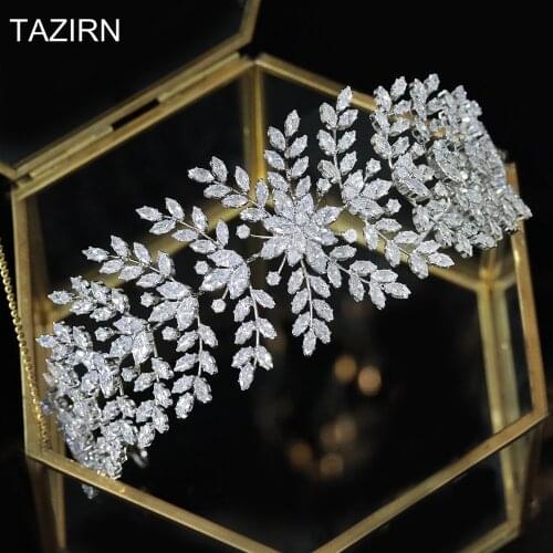 2021 Soft Tiaras Zircon Headbands for Wedding High Quality CZ Bride Crowns New Hair Accessories Party Headpieces Women Hair-Hoop