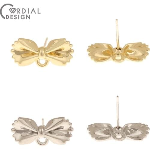 Cordial Design 100Pcs 9*18MM Earrings Stud/Jewelry Accessories/DIY Making/Bowknot Shape/Jewelry Findings & Components/Hand Made