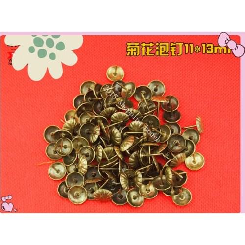11mm*13mm Chrysanthemum bronze color iron Upholstery Nail Jewelry Box Wall Door Sofa Furniture Decorative Tack Stud Pushpin