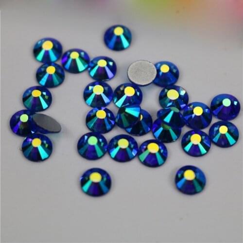 1440pcs Dark blue/Sapphire AB FlatBack Strass Nail art Rhinestone 3D Glass Round Crystal Stones For DIY Nails Decorations Charms