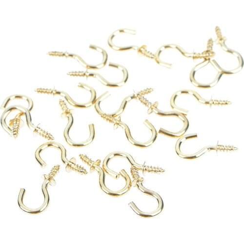 20Pcs 1/2 Inches Brass Plated Cup Hooks Coat Peg Hanger