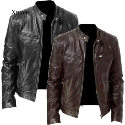 2021 Pu Leather Solid Jacket Fashion Autumn New Men Casual Stand Collar Slim Coats Plus Size 5Xl Anti-Wind Motorcycle Clothing