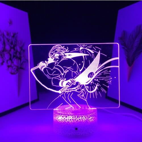 Demon Slayer Anime Figure Uzui Tengen 3D LED Lamp for Bedroom Decoration Gift Night Light Manga Demon Slayer 3D Table Lamp