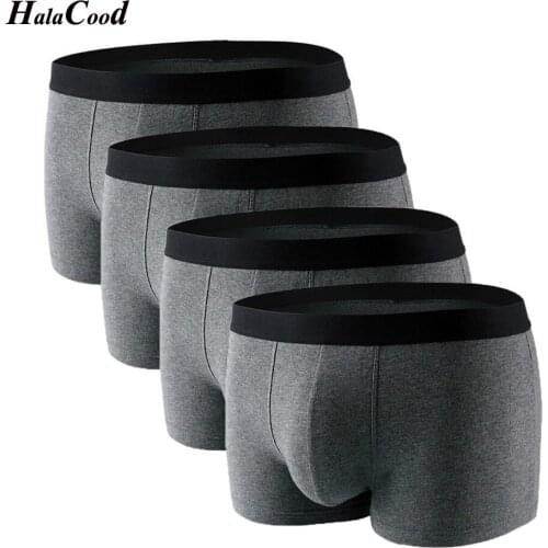 4Pcs\lot Fashion Quality Male Underwear Elastic Wide Belt Men Underpant Solid Cotton Panties Cotton Boxer Sexy Plus Size Boxer
