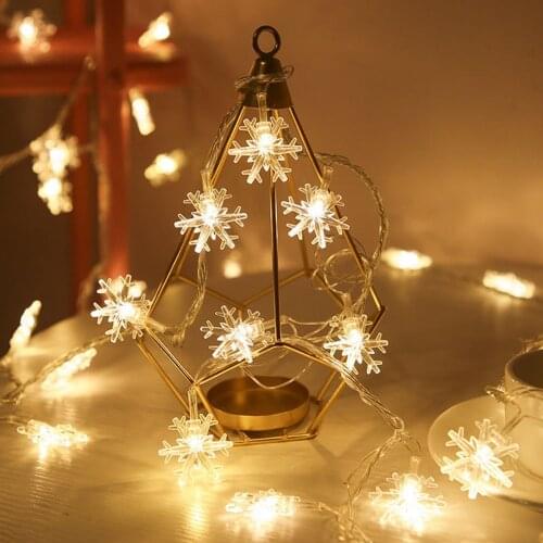 5M 50 LED Snowflake Light String Twinkle Garlands Battery Powered Christmas Lamp Holiday Party Wedding Decorative Fairy Light