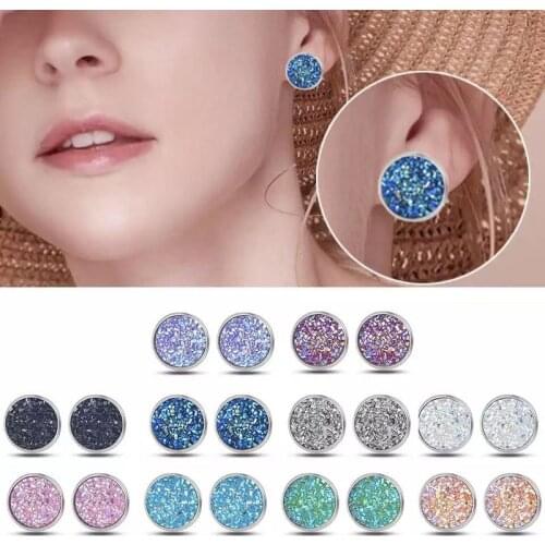 6 Pairs/1 Set Round Stud Earrings for Women Girls Colorful Rhinestones Crystal Ear Studs Earrings Earstuds Fashion Jewelry Gifts