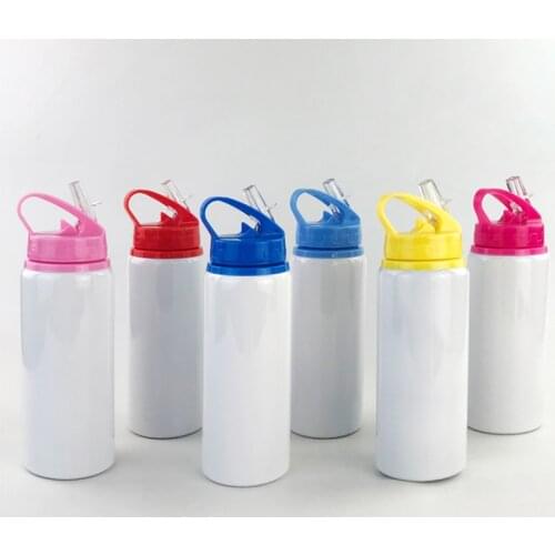 600ml Sublimation Sippy Cup Kids Water Bottle With Flip Straw Aluminum Mugs Drinking Bottle White Blanks For Child Gift