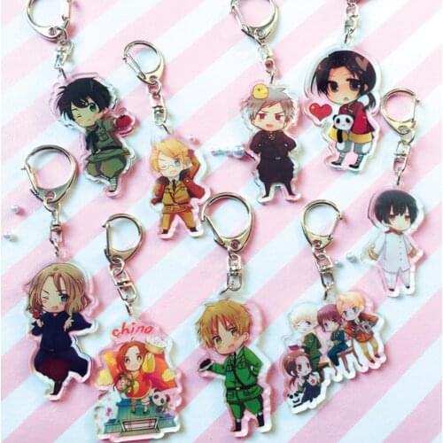 9 Pcs/lot Anime Axis Powers Hetalia acrylic Keychain keyring figure pendant toys gifts