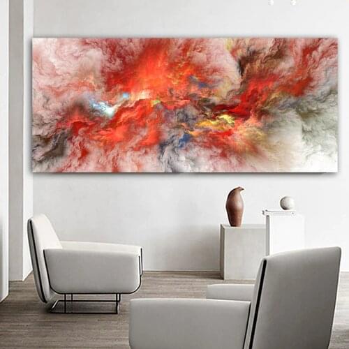 CNPAINTING Abstract Painting Orange Cloud Landscape Canvas Picture Wall Art for Living Room Print Poster Home Decor No Frame