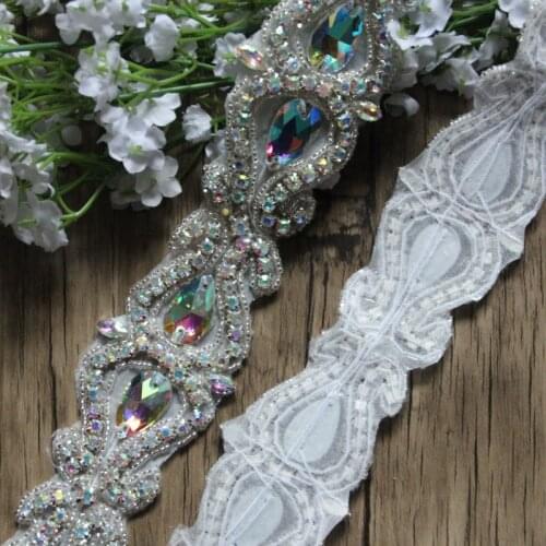 Free Shipping 5yards Fancy Crystal Rhinestone Chain Wedding Bridal Sash Rhinestone Belt AB Crystal Trimming LSRT10201-2