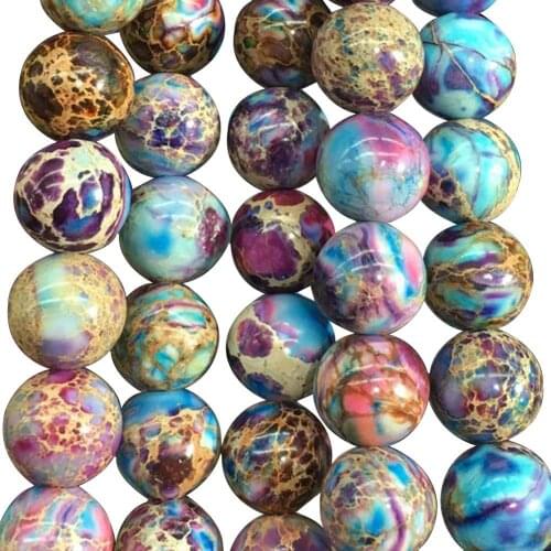 Free Shipping Fashion Jewelry 8mm Multicolor Variscite Round Loose Beads 15" FG9079