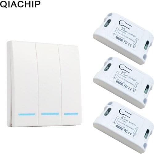 QIACHIP 433Mhz Smart Wireless Switch Light RF Remote Control AC 110V 220V Receiver Wall Panel Push Button Bedroom Ceiling Lamp